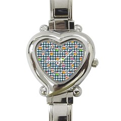 Cupcakes Plaid Pattern Heart Italian Charm Watch by Valentinaart