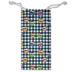 Cupcakes Plaid Pattern Jewelry Bag by Valentinaart