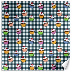 Cupcakes Plaid Pattern Canvas 12  X 12   by Valentinaart