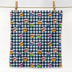 Cupcakes Plaid Pattern Face Towel by Valentinaart