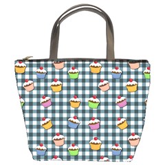 Cupcakes Plaid Pattern Bucket Bags by Valentinaart