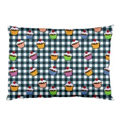 Cupcakes Plaid Pattern Pillow Case by Valentinaart