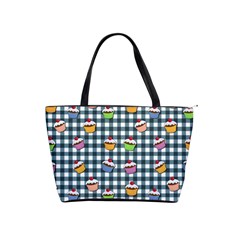 Cupcakes Plaid Pattern Shoulder Handbags by Valentinaart