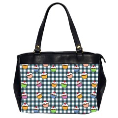 Cupcakes Plaid Pattern Office Handbags (2 Sides)  by Valentinaart