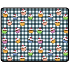 Cupcakes Plaid Pattern Fleece Blanket (medium)  by Valentinaart