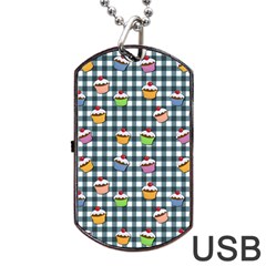 Cupcakes Plaid Pattern Dog Tag Usb Flash (two Sides) by Valentinaart