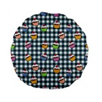 Cupcakes plaid pattern Standard 15  Premium Round Cushions Back