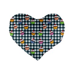 Cupcakes Plaid Pattern Standard 16  Premium Heart Shape Cushions by Valentinaart