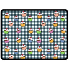 Cupcakes Plaid Pattern Double Sided Fleece Blanket (large)  by Valentinaart