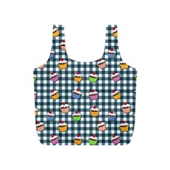 Cupcakes Plaid Pattern Full Print Recycle Bags (s)  by Valentinaart