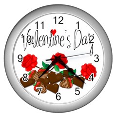 Valentine s Day Gift Wall Clocks (silver)  by Valentinaart