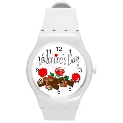 Valentine s Day Gift Round Plastic Sport Watch (m) by Valentinaart