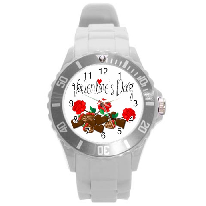 Valentine s day gift Round Plastic Sport Watch (L)