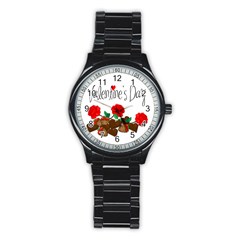 Valentine s Day Gift Stainless Steel Round Watch by Valentinaart