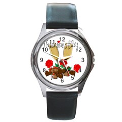 Valentine s Day Romantic Design Round Metal Watch by Valentinaart