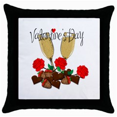 Valentine s Day Romantic Design Throw Pillow Case (black) by Valentinaart