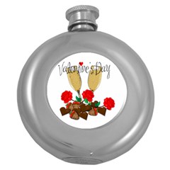 Valentine s Day Romantic Design Round Hip Flask (5 Oz) by Valentinaart