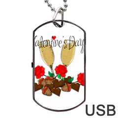 Valentine s Day Romantic Design Dog Tag Usb Flash (two Sides) by Valentinaart