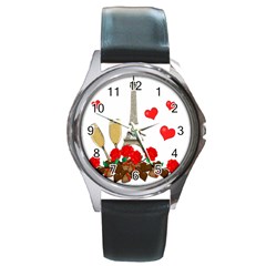 Romance In Paris Round Metal Watch by Valentinaart