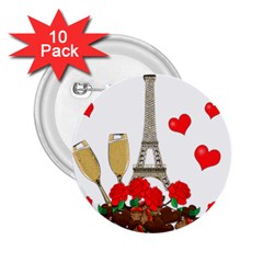 Romance In Paris 2 25  Buttons (10 Pack)  by Valentinaart