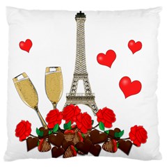 Romance In Paris Large Cushion Case (two Sides) by Valentinaart