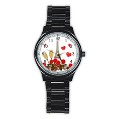 Romance In Paris Stainless Steel Round Watch by Valentinaart