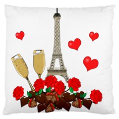 Romance In Paris Large Flano Cushion Case (two Sides) by Valentinaart