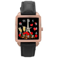 Pariz Rose Gold Leather Watch  by Valentinaart