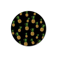 Pineapples Rubber Coaster (round)  by Valentinaart