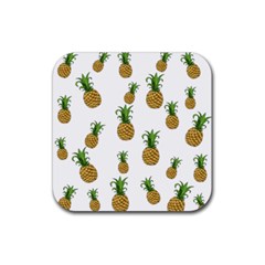 Pineapples Pattern Rubber Coaster (square)  by Valentinaart