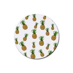 Pineapples Pattern Rubber Coaster (round)  by Valentinaart