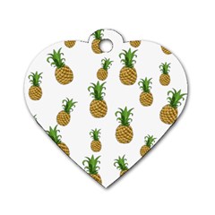 Pineapples Pattern Dog Tag Heart (one Side) by Valentinaart