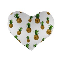 Pineapples Pattern Standard 16  Premium Flano Heart Shape Cushions by Valentinaart