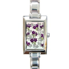 Purple Vintage Flowers Rectangle Italian Charm Watch by Valentinaart