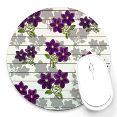 Purple Vintage Flowers Round Mousepads by Valentinaart