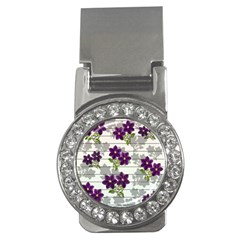 Purple Vintage Flowers Money Clips (cz)  by Valentinaart