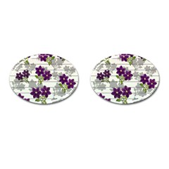 Purple Vintage Flowers Cufflinks (oval) by Valentinaart