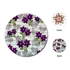 Purple Vintage Flowers Playing Cards (round)  by Valentinaart