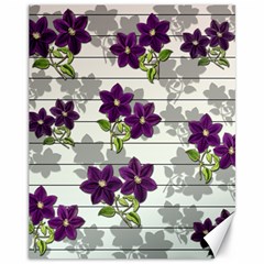 Purple Vintage Flowers Canvas 11  X 14   by Valentinaart