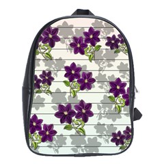 Purple Vintage Flowers School Bags(large)  by Valentinaart