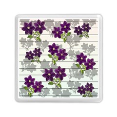 Purple Vintage Flowers Memory Card Reader (square)  by Valentinaart