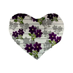 Purple Vintage Flowers Standard 16  Premium Heart Shape Cushions by Valentinaart