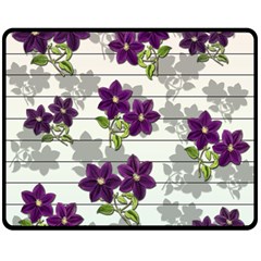 Purple Vintage Flowers Double Sided Fleece Blanket (medium)  by Valentinaart