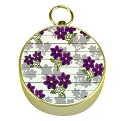 Purple Vintage Flowers Gold Compasses by Valentinaart