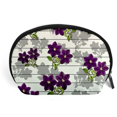 Purple Vintage Flowers Accessory Pouches (large)  by Valentinaart