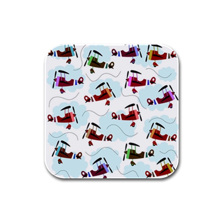 Airplanes pattern Rubber Square Coaster (4 pack) 