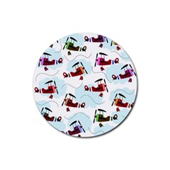 Airplanes Pattern Rubber Coaster (round)  by Valentinaart