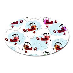 Airplanes Pattern Oval Magnet by Valentinaart