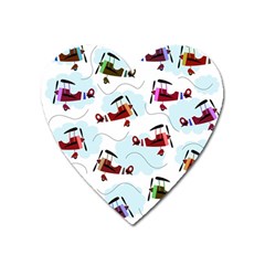 Airplanes Pattern Heart Magnet by Valentinaart