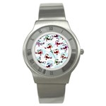 Airplanes pattern Stainless Steel Watch Front